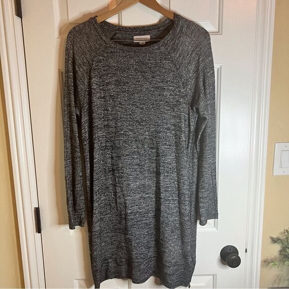Anthropologie Velvet Heather Gray Dress, Size Medium.Zippered Sides. Flattering. - Picture 1 of 5